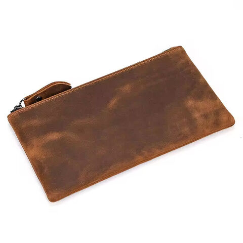 Carteira Longa de Couro Genuíno Masculina, Bolsa de Mão Fashion para Celular - Promoção