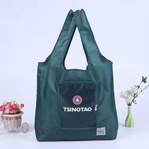 Multifunción reutilizable nylon cremallera plegable bolsa de almacenamiento bolsas de compras para el envío