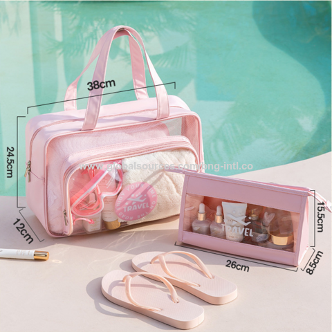 Waterproof Cosmetic Pouch PVC Portable Makeup Bag Transparent Storage Bag for Travel Beach for sale at factory direct price