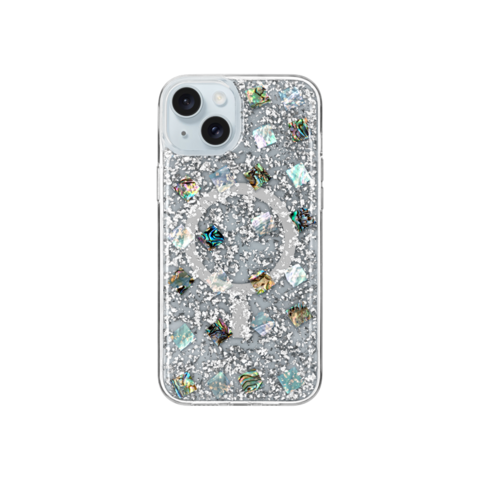 Capa de Celular de Luxo KZDOO Mag Flash TPU com Concha Marinha Real e Glitter Dourado para iPhone 15 for sale at factory direct price