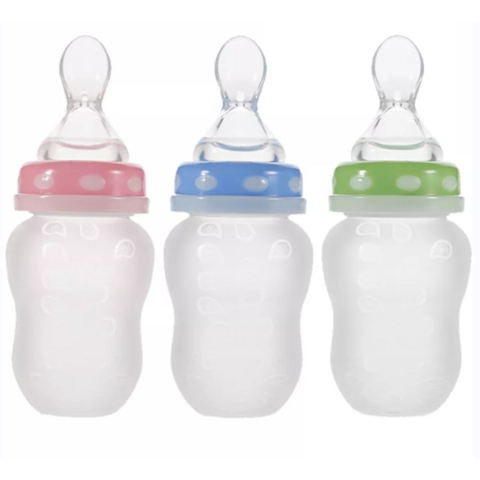 Venta Directa de Fábrica: Biberón de Silicona 100% Alimentaria con Cuchara para Bebé, Libre de BPA, Biberones con Cuchara para Recién Nacidos for sale at factory direct price