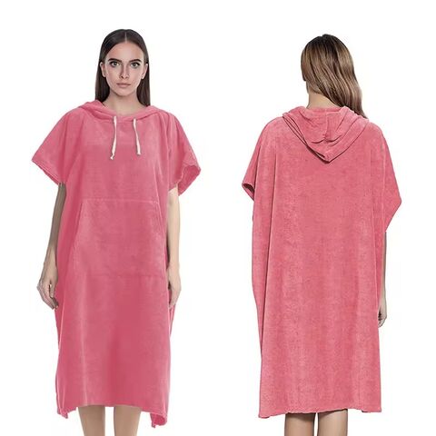 Werbe-Strandtuch im Großhandel, Bademantel aus weichem Frottee, Umziehhilfe mit Kapuze, Handtücher individuell gestalten, Unisex-Poncho