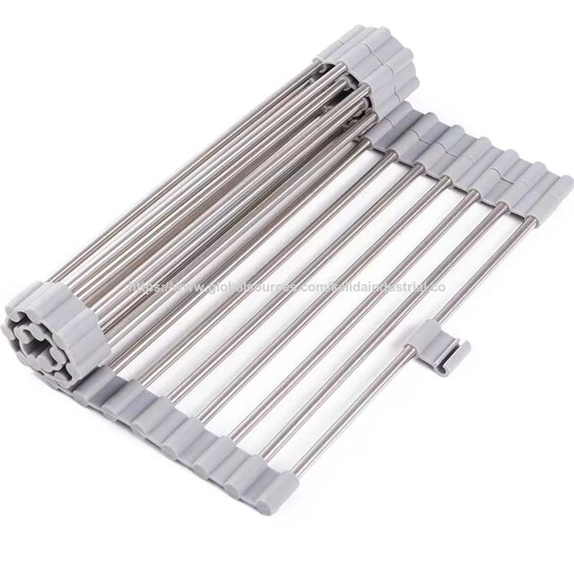 Rollamat d'évier de cuisine de bonne qualité avec accessoire d'évier de cuisine en acier inoxydable, tapis pliable pour évier de cuisine for sale at factory direct price