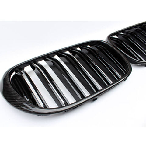 Grelha de ripas duplas de baixo preço, fibra de carbono, preto brilhante, grade do para-choque dianteiro para -BMW- for sale at factory direct price