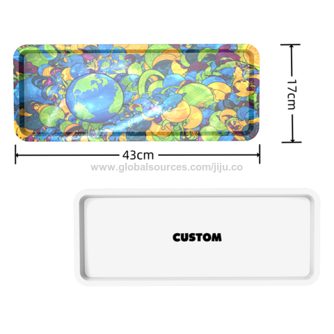 2024 New Smoking Accessories 43cm*17cm Customized Pattern LOGO Metal Tobacco Tray Hreb Tin Rolling Tray for sale at factory direct price