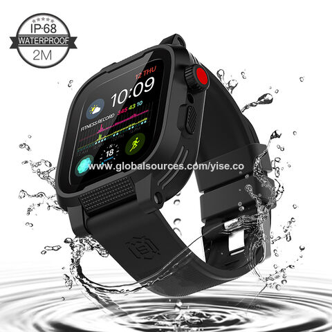SHELLBOX IP68 Zertifiziertes, stoßfestes, wasserdichtes Vollschutzgehäuse für Apple Watch Series 4/5/6/SE1/SE2 44mm mit Silikonarmband for sale at factory direct price