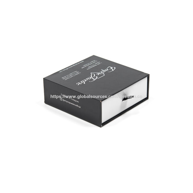 Oem Luxury Black Drawer Gift Packaging Box Sliver Hot Stamping Custom ...