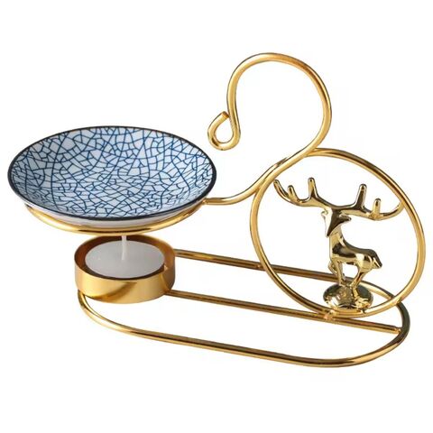 Brûleur d'Encens Créatif Style Simple Brûleur d'Huile Essentielle Bougeoir Exquis pour l'Heure du Thé Fonte de Cire Métallique Décoration de Mariage à Domicile for sale at factory direct price