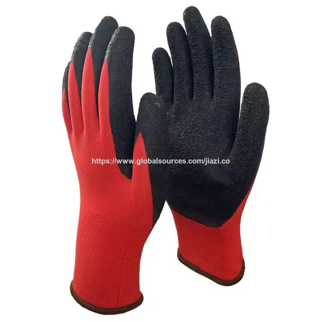 Guantes de trabajo de seguridad para jardinería, recubiertos de látex, de poliéster de alta calidad para construcción industrial