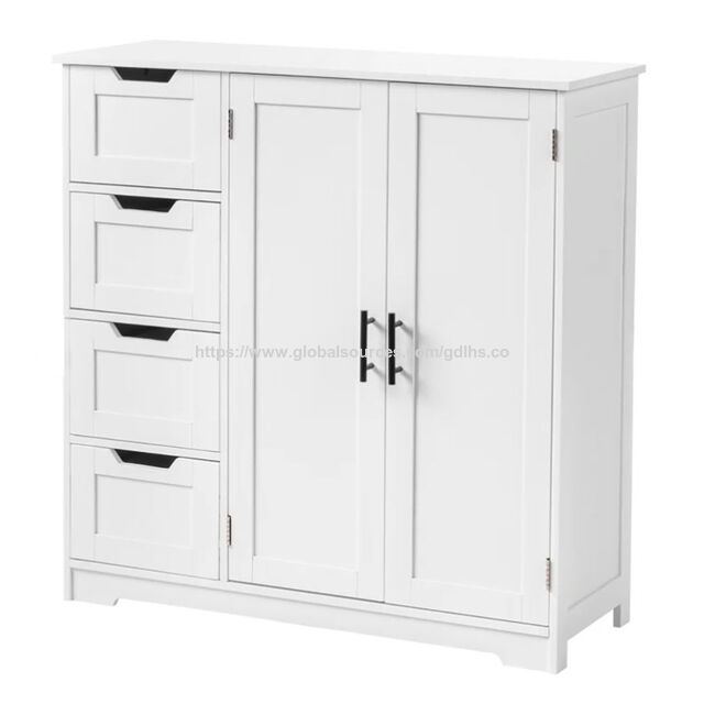 Muebles de baño de madera en oferta, almacenamiento para baño, gabinete de doble puerta y cuatro cajones for sale at factory direct price