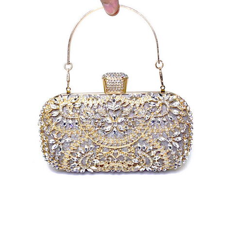 Popular Luxury Diamond Rhinestone Pearls Beaded Wedding Crystal Banquet Hand Bag Ladies Bridal Evening Bag for sale at factory direct price