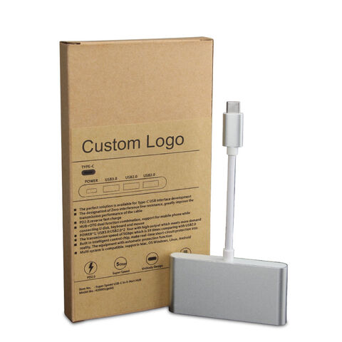 Hub USB 3.0 4 en 1 Directo de Fábrica Tipo C, Mini Hub USB 4 en 1 Tipo C con Cable para Macbook Pro, Estación de Acoplamiento