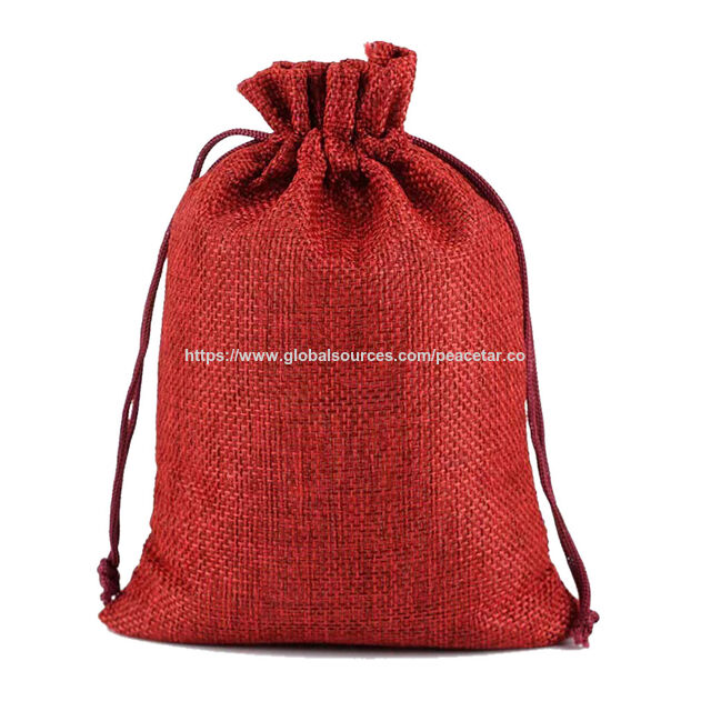 Bolsa grande de arpillera de lino con cordón. Fabricada en imitación de lino. Dimensiones: 30 cm de largo x 15 cm de ancho. Ideal para embalaje y promociones.