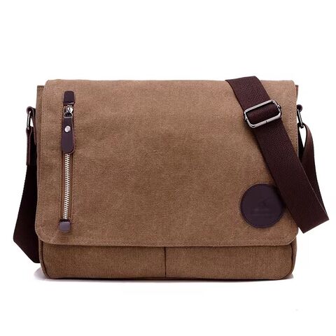 Bolsa de Mensageiro de Lona Masculina com Zíper Personalizado, Bolsa Transversal Casual para Viagem e Escola com Alça de Ombro