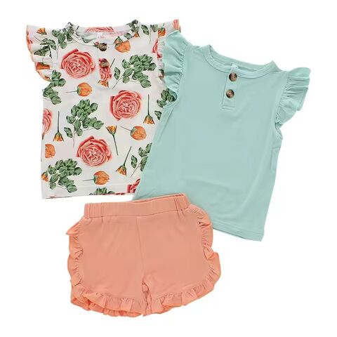 Conjunto de Pijama con Volantes para Bebé Recién Nacida de Bambú, Ropa para Salir de Alta Calidad