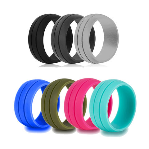 SISSLIA 1pc 8.5mm Bague en Silicone Sport Mode Pour Femmes Hommes Alliances en Caoutchouc Hypoallergéniques Anneaux de Doigt Flexibles