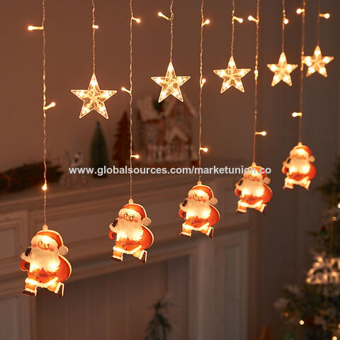 Guirlande Lumineuse LED Décorative de Noël, Sapin de Noël, Flocon de Neige, Lumière Colorée pour Intérieur, Ambiance de Pièce, Rideau Lumineux for sale at factory direct price