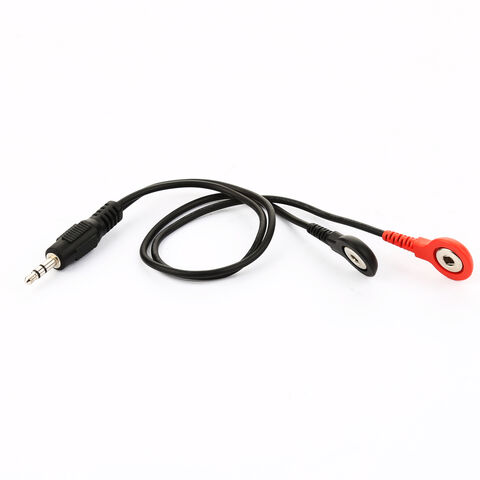 Günstige 4,0 mm Elektroden-Druckknöpfe auf 3,5 mm Stereo-Stecker Kabel 2-adriges EKG-Medizinkabel