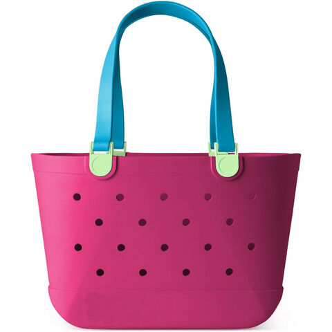 Sleek Modern Beach Tote With Rubber Handles, Waterproof Large Tote