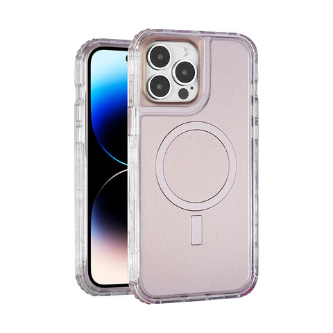 Coque de téléphone à paillettes Urban Play pour iPhone 15, motif peint à l'intérieur, coque hybride 3-en-1 en TPU et PC.