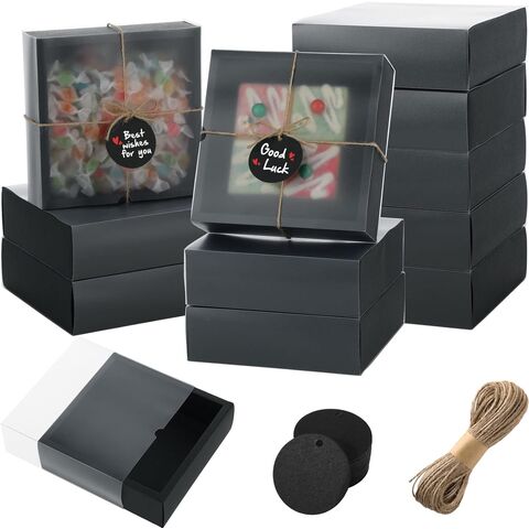 Kraft Gift Boxes Rectangle Kraft Paper Drawer Box With Window Homemade ...