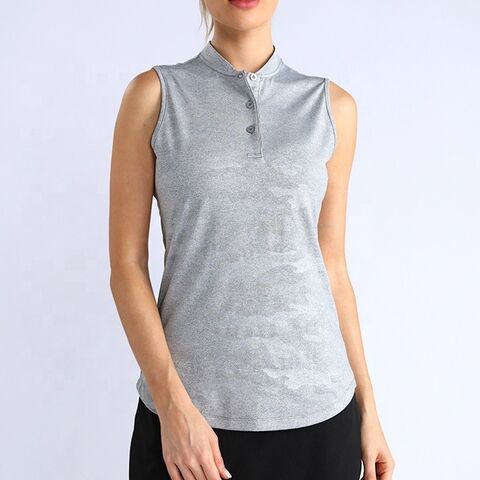Golf Apparel Gray Camo UPF 50+ Collared Lightweight Moisture Tennis Running Women's Golf Polo Shirts for sale at factory direct price