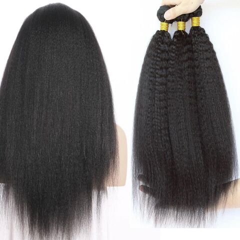 شعر أفرو كينكي برازيلي بكر مزدوج مسحوب بالجملة، شعر كينكي مستقيم غير معالج كيميائيًا