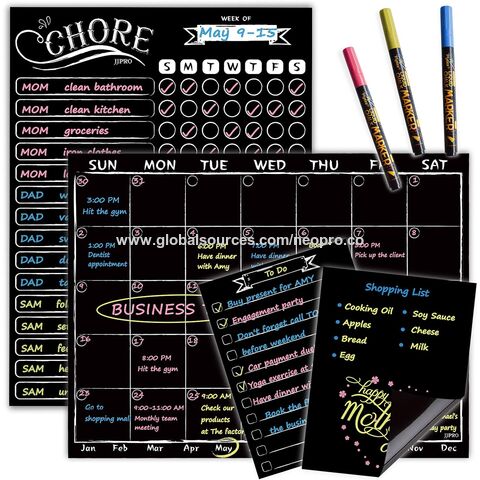 Magnetische Kreidetafel Wochenkalender Trocken Abwischbare Magnetische Aufgabenliste Set Magnetische Schwarze Tafel