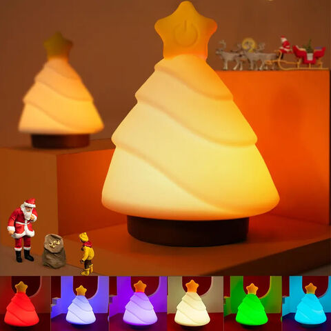 Lámpara de Noche LED de 7 Colores, Árbol de Navidad de Silicona Creativo, Lámpara de Escritorio para Decoración del Hogar y la Oficina for sale at factory direct price