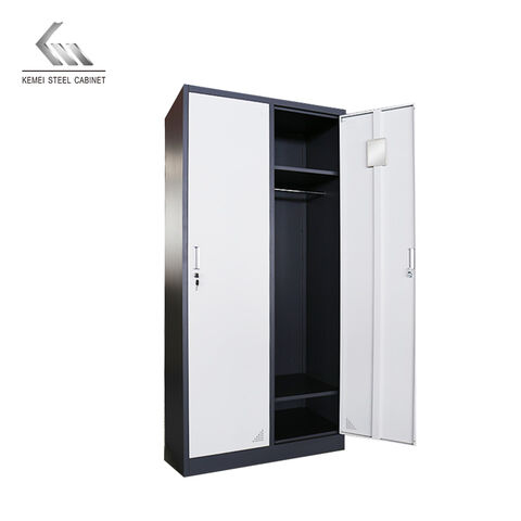 Precio barato al por mayor 2 puerta armario Oficina armarios de metal gabinete hierro armario de acero gimnasio dormitorio gabinete de almacenamiento de metal