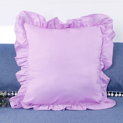 Einfarbige, geschliffene Stoff-Sofa-Stuhlkissenbezüge, Zierkissenbezüge mit zartem Rüschendesign for sale at factory direct price
