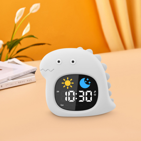Sleep Trainer Children Alarm Clock For Kids Dino Night Light Clock ...