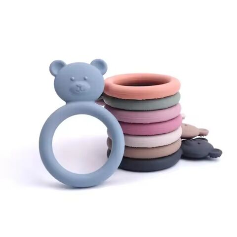 Mordedor de silicone para bebês com logotipo personalizado de animais adoráveis - Brinquedos de dentição mastigáveis para bebês