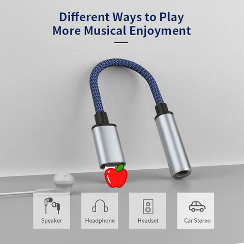 Adaptateur de câble de téléphone portable vers port jack 3,5 mm câble audio pour iPhone