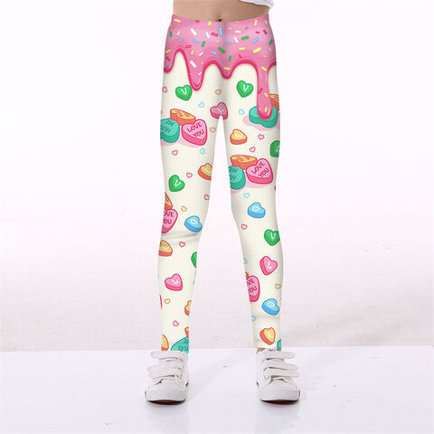Leggings Ajustados Personalizados con Diseño de Helado de Corazón, Leggings con Logo Personalizado, Mallas Deportivas de Alto Rendimiento, Pantalones de Yoga para Niñas