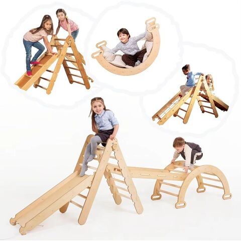 Ensemble d'Aire de Jeux d'Escalade en Bois avec Arche Ronde et Rampe pour Intérieur - Vente Directe Usine for sale at factory direct price