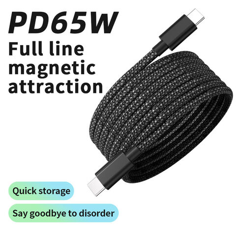 Cable de Datos de Carga Rápida USB A / USB C a Tipo C con Succión Magnética de 100W 6A, Fácil Almacenamiento para Cargar Teléfonos Samsung USB C