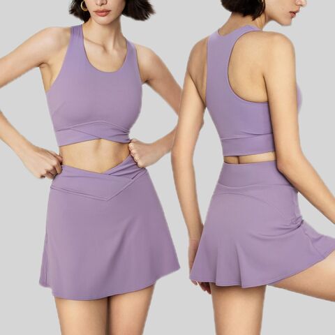 Großhandel Custom Atmungsaktive Damen Golf Röcke Golf Tennis Röcke Set Damen Sportbekleidung 2-teiliges Yoga Set Golf Tennis Set Für Damen for sale at factory direct price