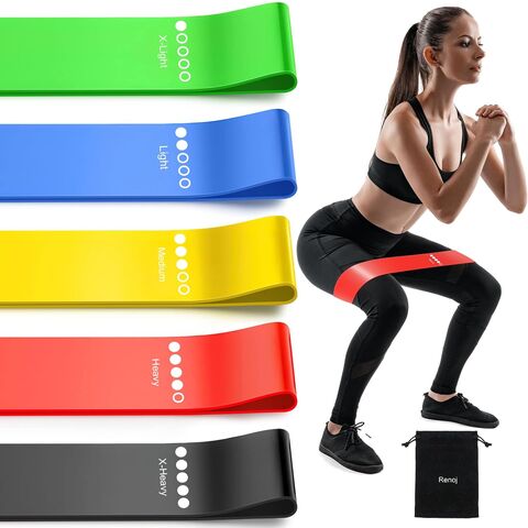 Widerstandsbänder Set mit Schlaufe für Übungen, inklusive Anleitung und Tragetasche, 5 Stück. Ideal für Krafttraining, Crossfit und Rehabilitation. Direkt vom Hersteller!