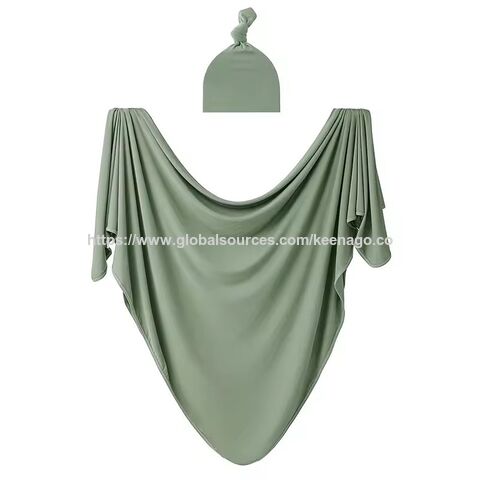 High Quality Soft Receiving Blanket for Newborns with Hat Bamboo Baby Wrap