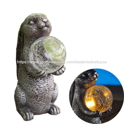 Bsci Factory Garden Statue Rabbit With Solar Light Glass Ball Outdoor ...