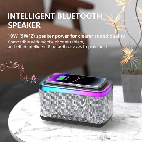 Lámpara de noche multifunción 7 en 1 con carga inalámbrica de 15W y reloj, ideal para dormitorios familiares - Mini lámpara personalizada con altavoces integrados