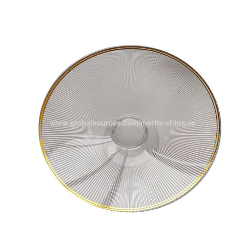 24er-Pack 33 cm (13 Zoll) transparente Kuchenständer mit goldenem Rand, Einweg-Tortenteller, Dessert- und Cupcake-Präsentationsständer mit Fuß aus Kunststoff