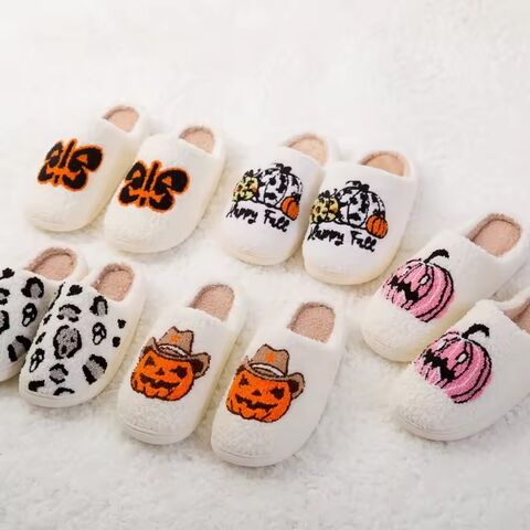Zapatillas de Halloween personalizadas para el hogar, diseño de felpa, zapatillas de invierno peludas y suaves para casa, zapatillas cálidas de invierno de felpa suave