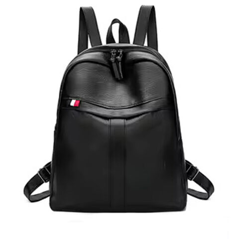 Mochila de mujer de cuero PU, diseño simple, informal, para uso diario, mochila de viaje de moda para chicas, color negro.