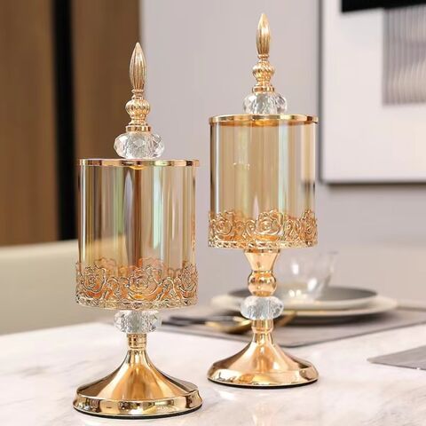 Nordischer Luxus Kristall Bonbonbehälter Glas Vorratsglas mit Deckel Blumendesign Klarer Snackbehälter für Party Hochzeitsdekoration