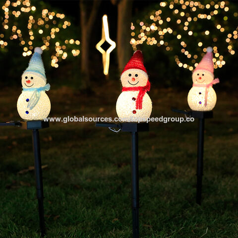 Luz solar LED de muñeco de nieve decorativa para Navidad, luces de noche para patio, luces de paisaje de venta caliente