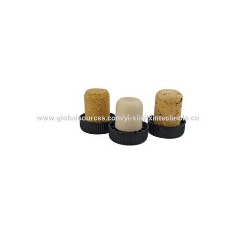 Bar-Aufsatz Verkostung Korken aus Holz, synthetischer Stopper mit gerippten schwarzen Kunststoffköpfen, 19,5 mm