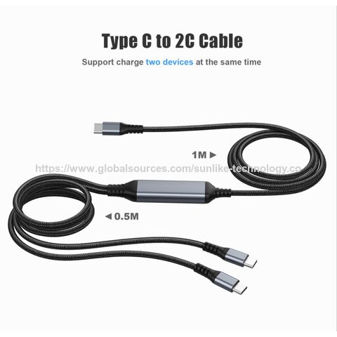 OEM ODM factory, Sunlike C to 2C Cable, High effciency, User-friendly, For laptop, phone two devices charging, 82W + 18W/ 50W +50W for sale at factory direct price