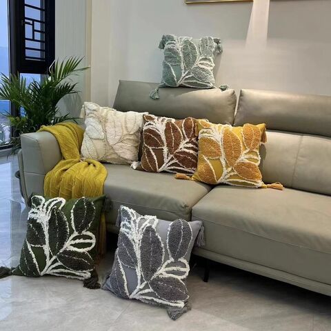 MU Marokkanischer Stil Blatt Quaste Bestickte Dekoration Sofa Kissenbezug Kunst Stickerei Kissenbezüge für Sofa Wohnzimmer